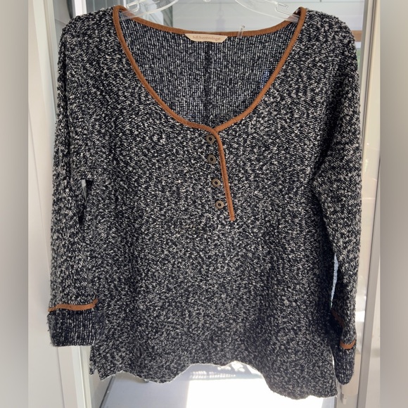 Soft surroundings blue tweed sweater Size tag missing Large? See measurements - Picture 1 of 10